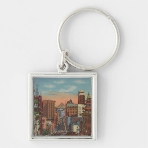 San Francisco, CA - Cable Cars going up Keychain