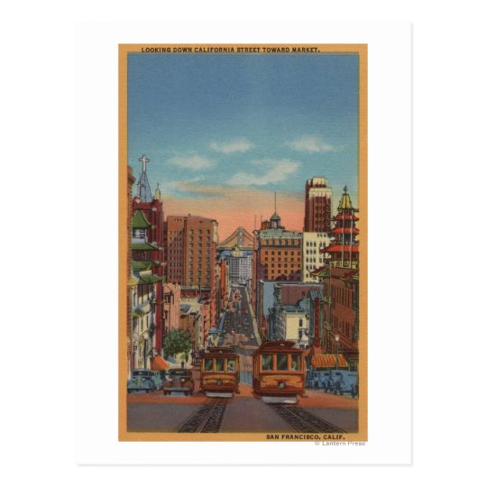 San Francisco, CA - Cable Cars going up Postcard