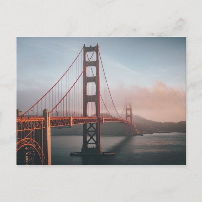 San Francisco CA Golden Gate Bridge Sunset Photo Postcard (Front)