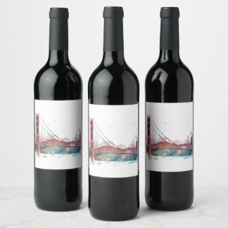 San Francisco, CA - Golden Gate Bridge Wine Label