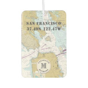 San Francisco CA Nautical Chart Monogram Air Freshener