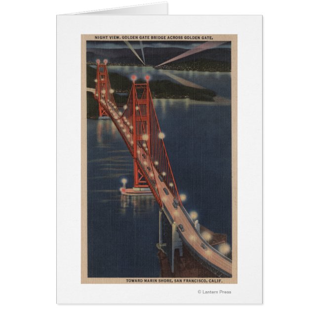 San Francisco, CA - Night View of Golden Gate (Front)