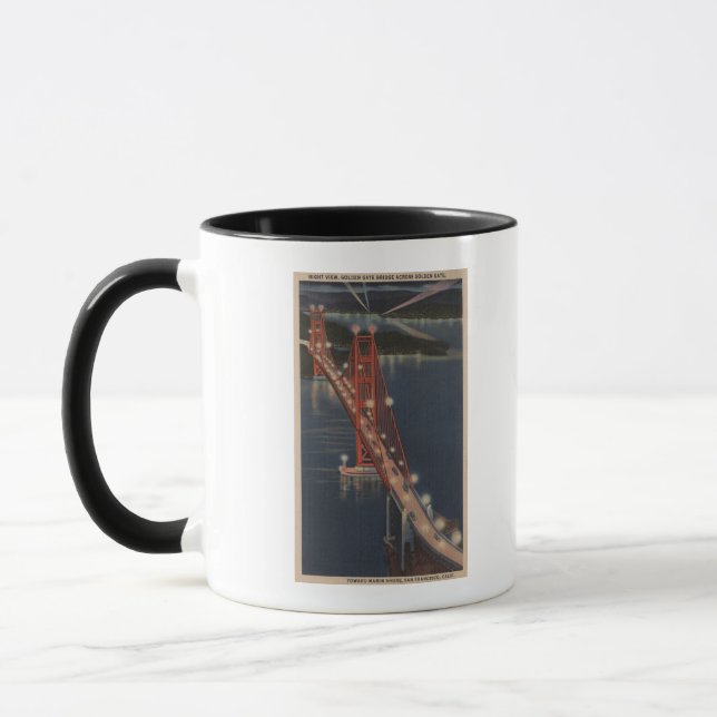 San Francisco, CA - Night View of Golden Gate Mug (Left)