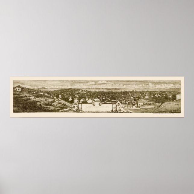 San Francisco, CA Panoramic Map - 1856 Poster (Front)