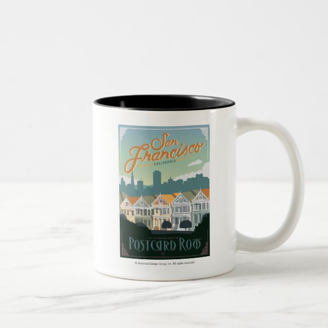 San Francisco, CA - Postcard Row Two-Tone Coffee Mug (Right)