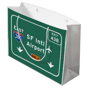 San Francisco CA SFO Airport I-380 E Interstate - Large Gift Bag