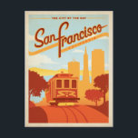 San Francisco, CA - The City by the Bay Postcard<br><div class="desc">Anderson Design Group is an award-winning illustration and design firm in Nashville,  Tennessee. Founder Joel Anderson directs a team of talented artists to create original poster art that looks like classic vintage advertising prints from the 1920s to the 1960s.</div>