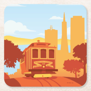San Francisco, CA - The City by the Bay Square Paper Coaster