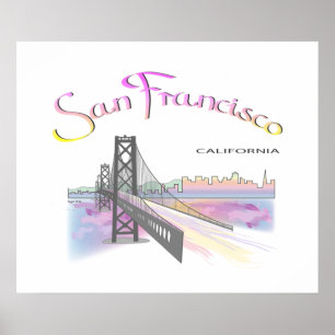 San Francisco, CA with Rainbow Colors Poster
