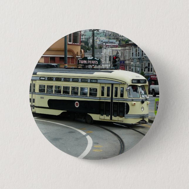 San Francisco Cable Car 2 Inch Round Button (Front)