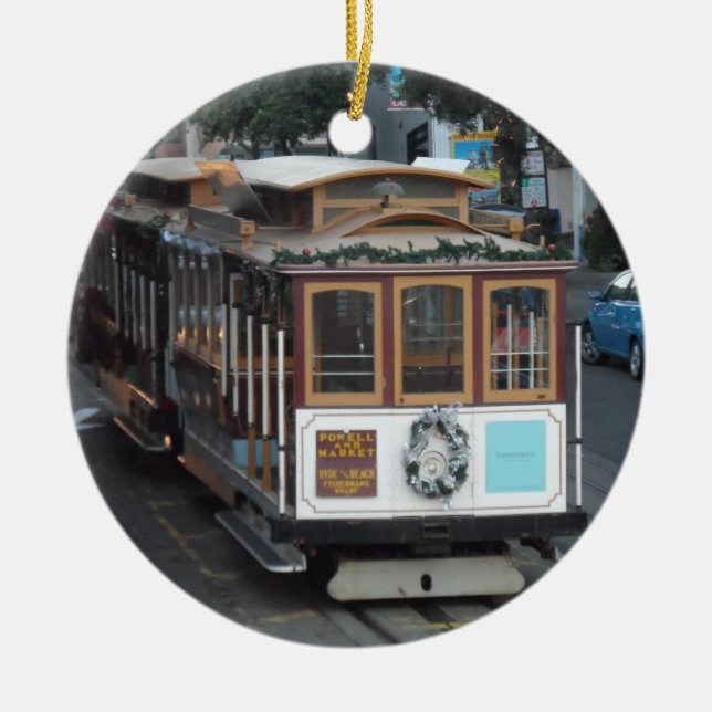 San Francisco Cable Car Ceramic Ornament (Front)
