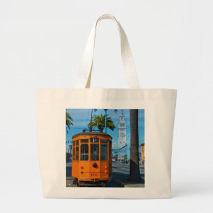 San Francisco Cable Car & Ferry Building Large Tote Bag