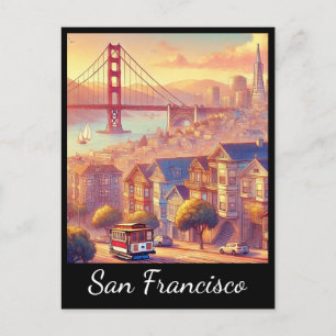 San Francisco Cable Car Golden Gate Bridge Postcard