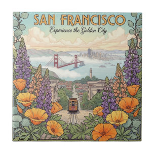 San Francisco Cable Car Postcard Tile