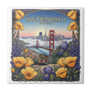 San Francisco Cable Car Postcard Tile