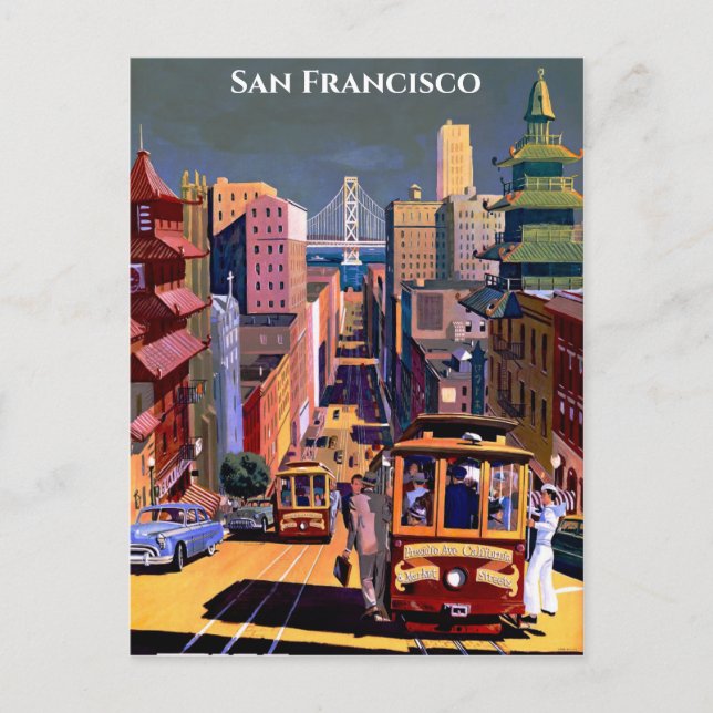 San Francisco Cable Car Retro Vintage Travel Postcard (Front)