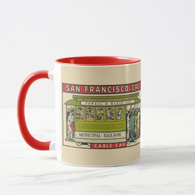 San Francisco Cable Car Vintage Travel   Mug (Left)