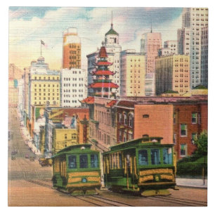 San Francisco Cable Cars Ceramic Tile