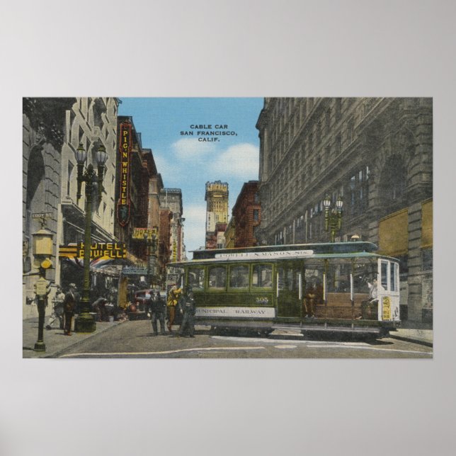 San Francisco, CACable Car Turnaround View Poster (Front)