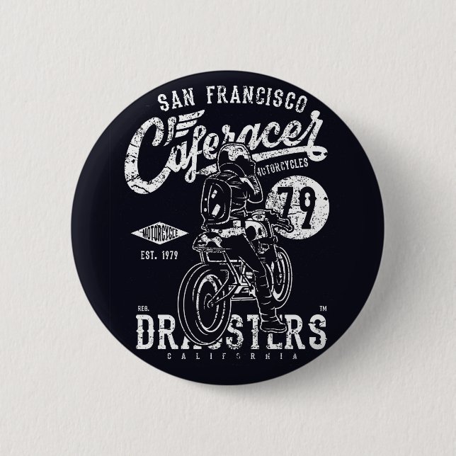 San Francisco Cafe Racer Motor California 2 Inch Round Button (Front)