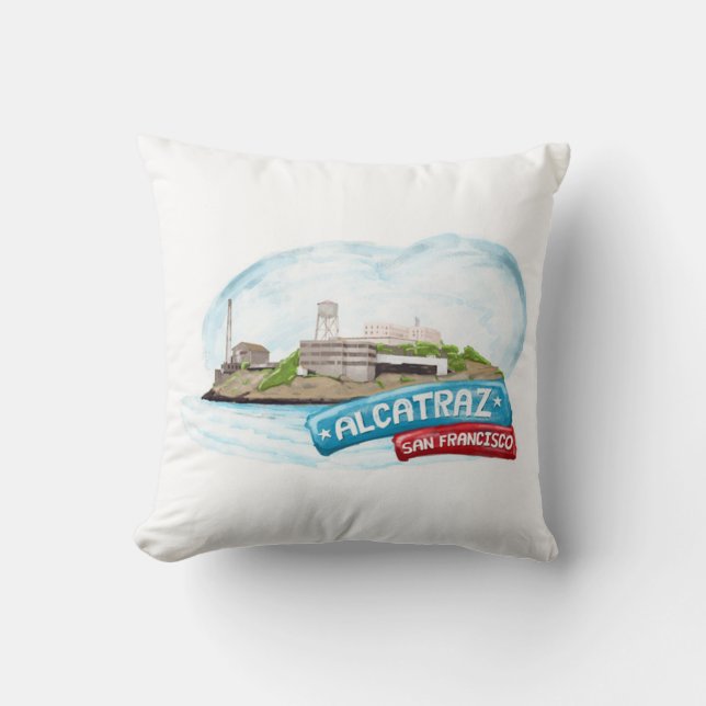 San Francisco Califorina Landmarks Throw Pillow (Front)