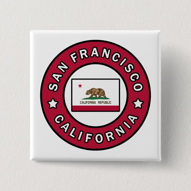 San Francisco California 2 Inch Square Button (Front)