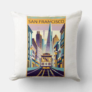 San Francisco California Art Deco Throw Pillow