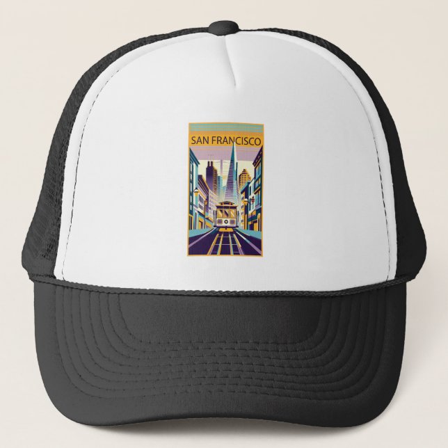 San Francisco California Art Deco Trucker Hat (Front)