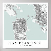 San Francisco California Blue Water Street Map