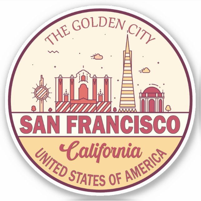 San Francisco California City Skyline Emblem (Front)