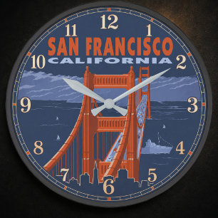 San Francisco California Golden Gate Bridge Large Clock