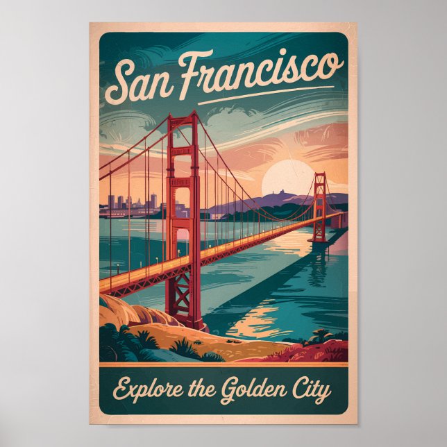 San Francisco California Golden Gate Bridge Travel Poster (Front)