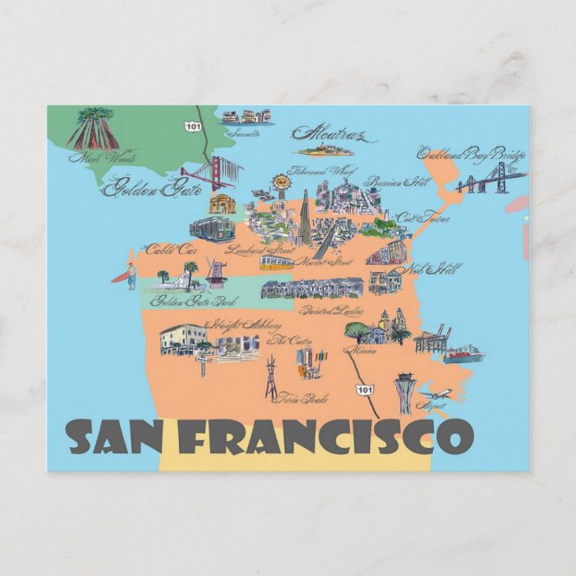 San Francisco California Highlights Cartes (Devant)