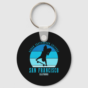 San Francisco California Skateboarder Urn Skateboa Keychain