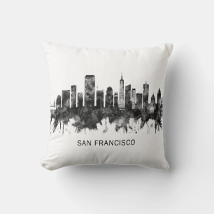San Francisco California Skyline BW Throw Pillow