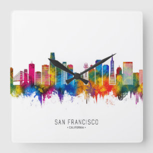 San Francisco California Skyline Square Wall Clock