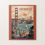San Francisco California Skyline Travel Art Retro Jigsaw Puzzle<br><div class="desc">San Francisco retro vector travel design. From exploring Alcatraz Island to strolling through Fisherman’s Wharf and Chinatown,  San Francisco offers a perfect mix of history,  scenery,  and culture.</div>