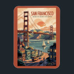 San Francisco California Skyline Travel Art Retro Magnet<br><div class="desc">San Francisco retro vector travel design. From exploring Alcatraz Island to strolling through Fisherman’s Wharf and Chinatown,  San Francisco offers a perfect mix of history,  scenery,  and culture.</div>