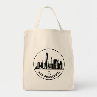 San Francisco California Stylized Skyline Tote Bag