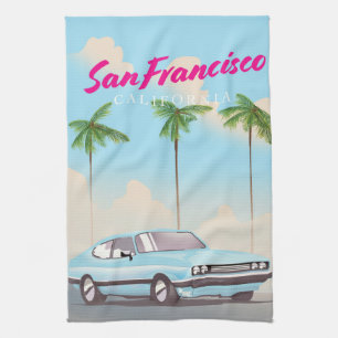 San Francisco California Tropical travel poster Kitchen Towel