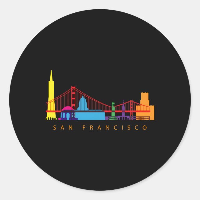 San Francisco California Usa Skyline Classic Round Sticker (Front)