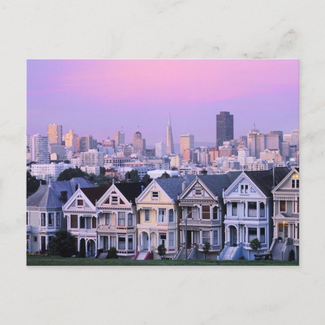 San Francisco, California. View of Victorian Postcard (Front)