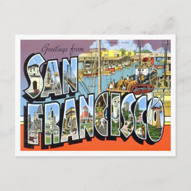San Francisco, California Vintage Big Letters Postcard (Front)