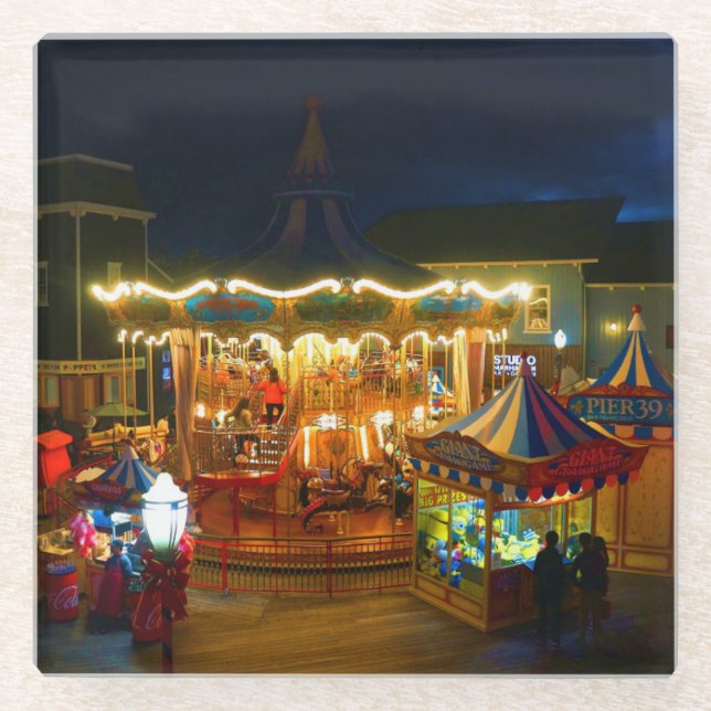 San Francisco Carousel Pier 39 #2 Glass Coaster (Front)