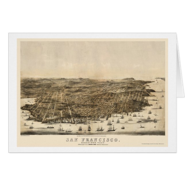San Francisco, carte panoramique de CA - 1864 (Devant horizontal)