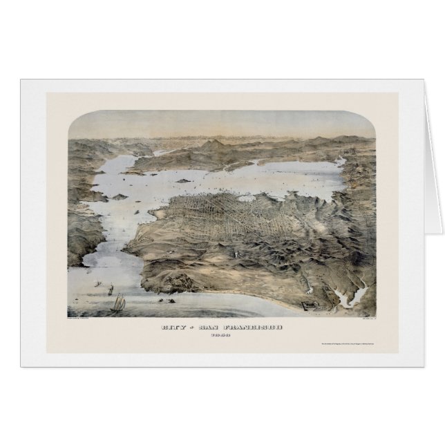 San Francisco, carte panoramique de CA - 1868 (Devant horizontal)