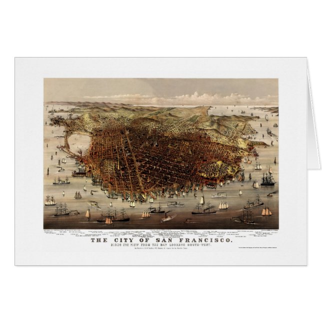 San Francisco, carte panoramique de CA - 1878 (Devant horizontal)