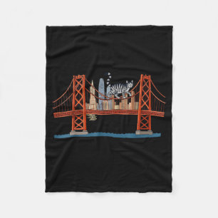 San Francisco Cat Golden Gate Bridge Book Lover Fleece Blanket
