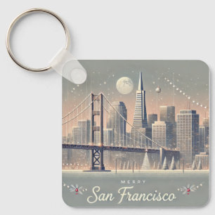 San Francisco Christmas Card Golden Gate Bridge Keychain
