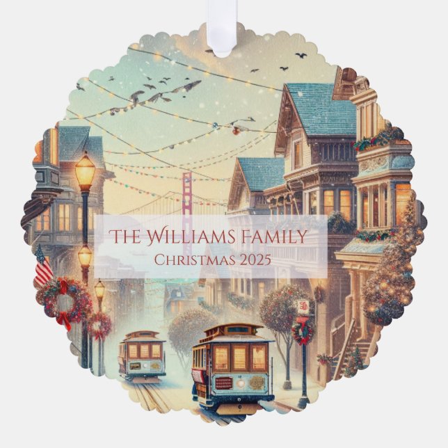 San Francisco Christmas, Personalised  Ornament Card (Front)